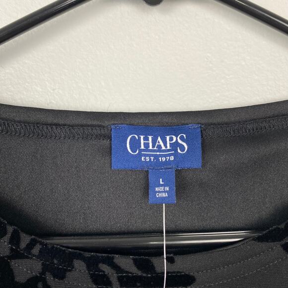 Chaps Velvet Burnout Blouse Mesh Sheer Top Floral Black Whimsygoth Size Large - Picture 7 of 11